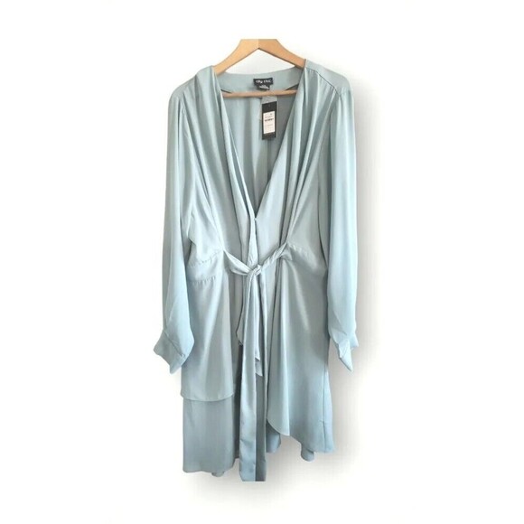 City Chic Green Layered Dress Women's 18 Seafoam Belted Lightweight NWT - Picture 1 of 9